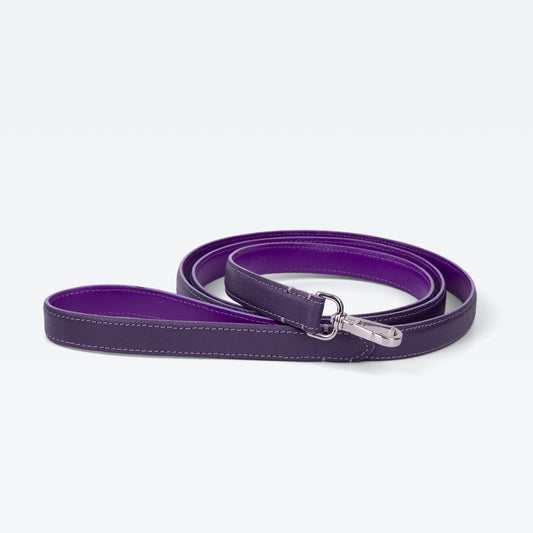 Cadogan Classic Handle Lead in Royal Violet with palladium hardware