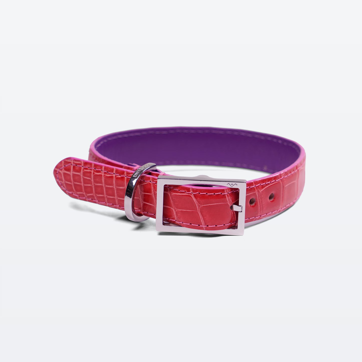 Cadogan Collar in Vermilion on Alligator with palladium hardware