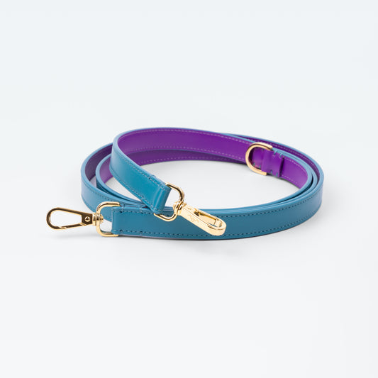 Grosvenor Link Handle Lead in Celeste with gold hardware
